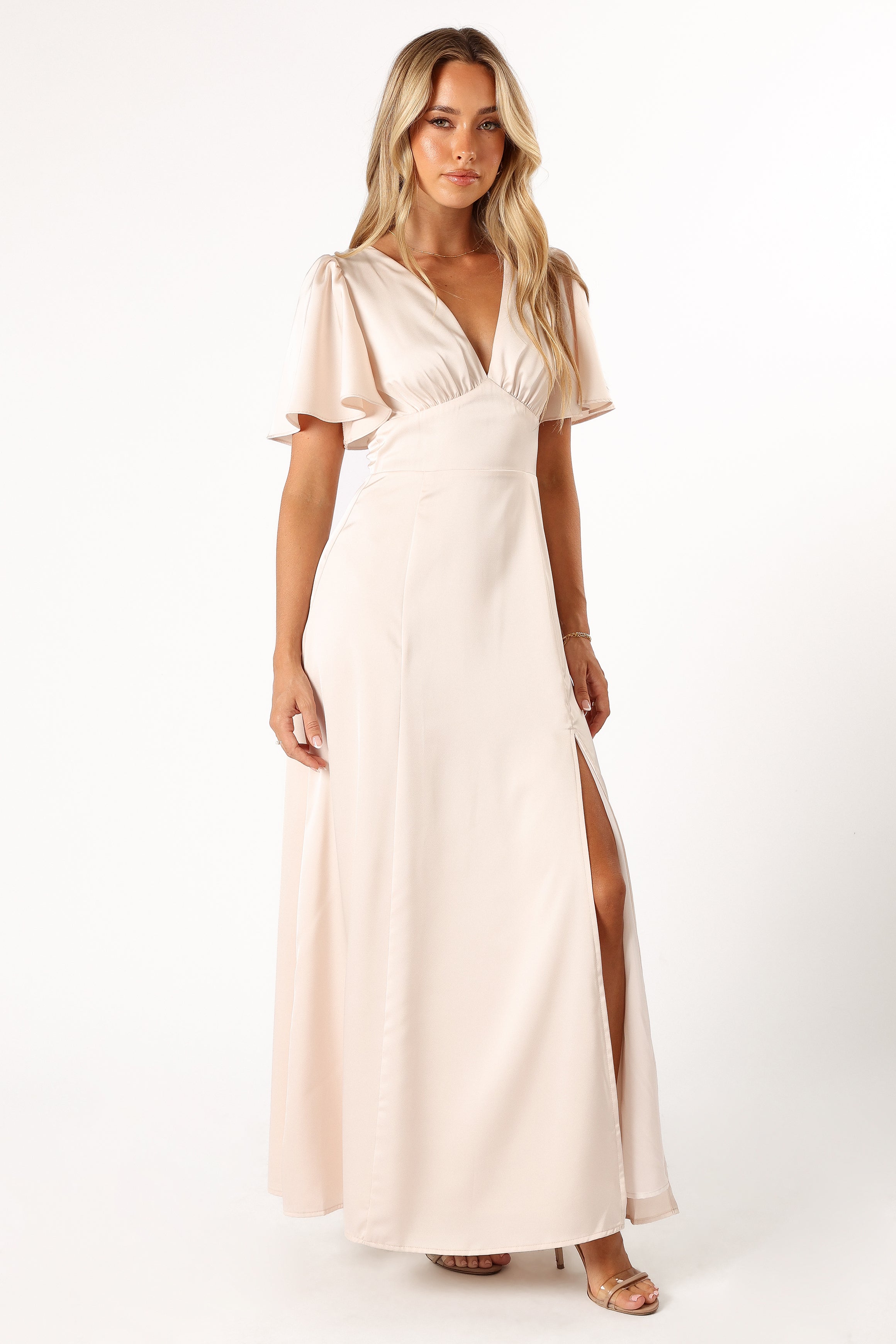 Casper Maxi Dress for Women - Elegant Pearl Embellished Long Flowy Dress for Summer, Beach, and Evening Events