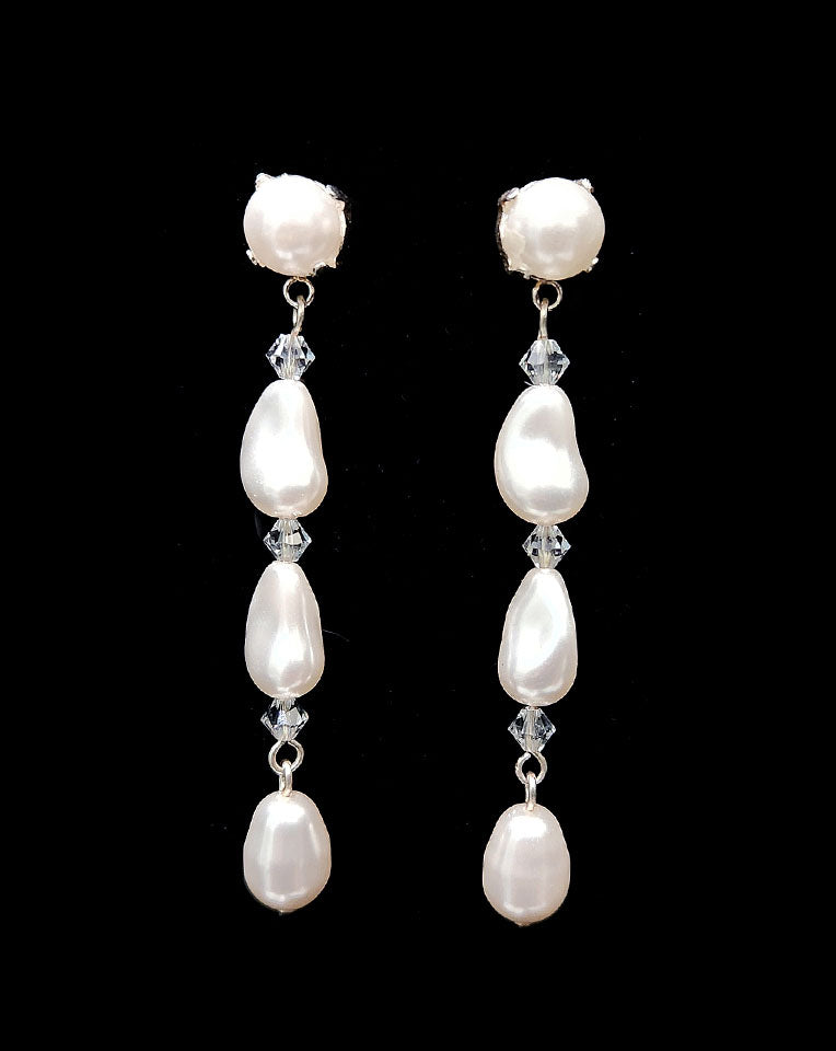 Elegant Baroque Pearl & Crystal Drop Bridal Earrings by Kezani Nikola – Perfect for Weddings, Prom & Formal Events
