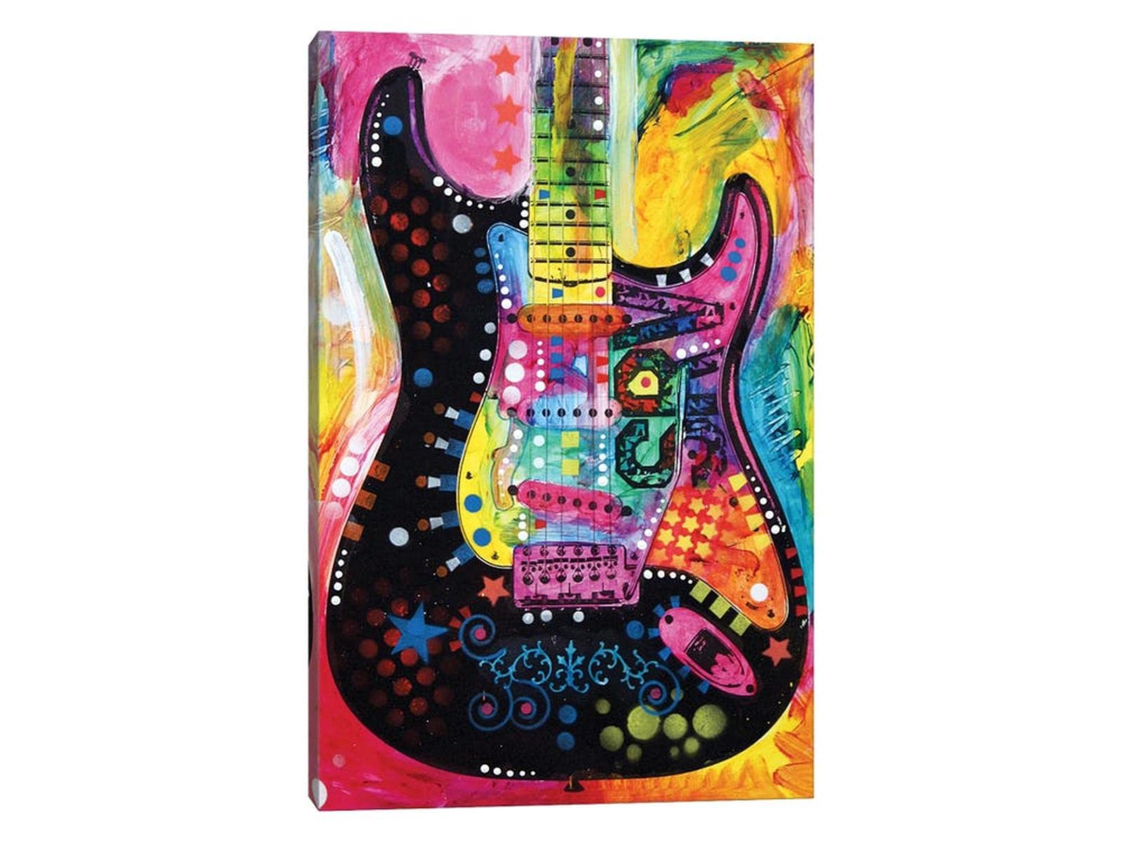 Abstract Watercolor Electric Guitar Wall Art - Colorful Bass Guitar Canvas Painting for Music Lovers, Modern Framed Home Decor (28x40 Inches) - Perfect for Living Room, Bedroom, Studio & Music Classroom Decorations