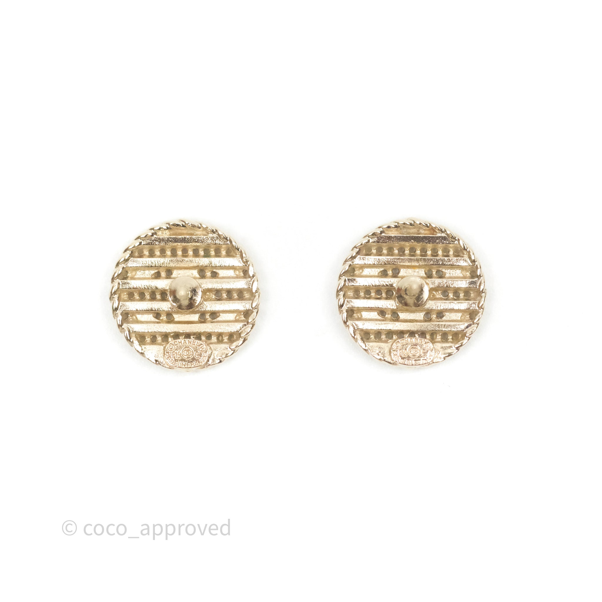 Chanel CC Round Earrings Gold Tone 19C - Luxury Fashion Jewelry for Women, Perfect for Parties, Weddings & Special Occasions