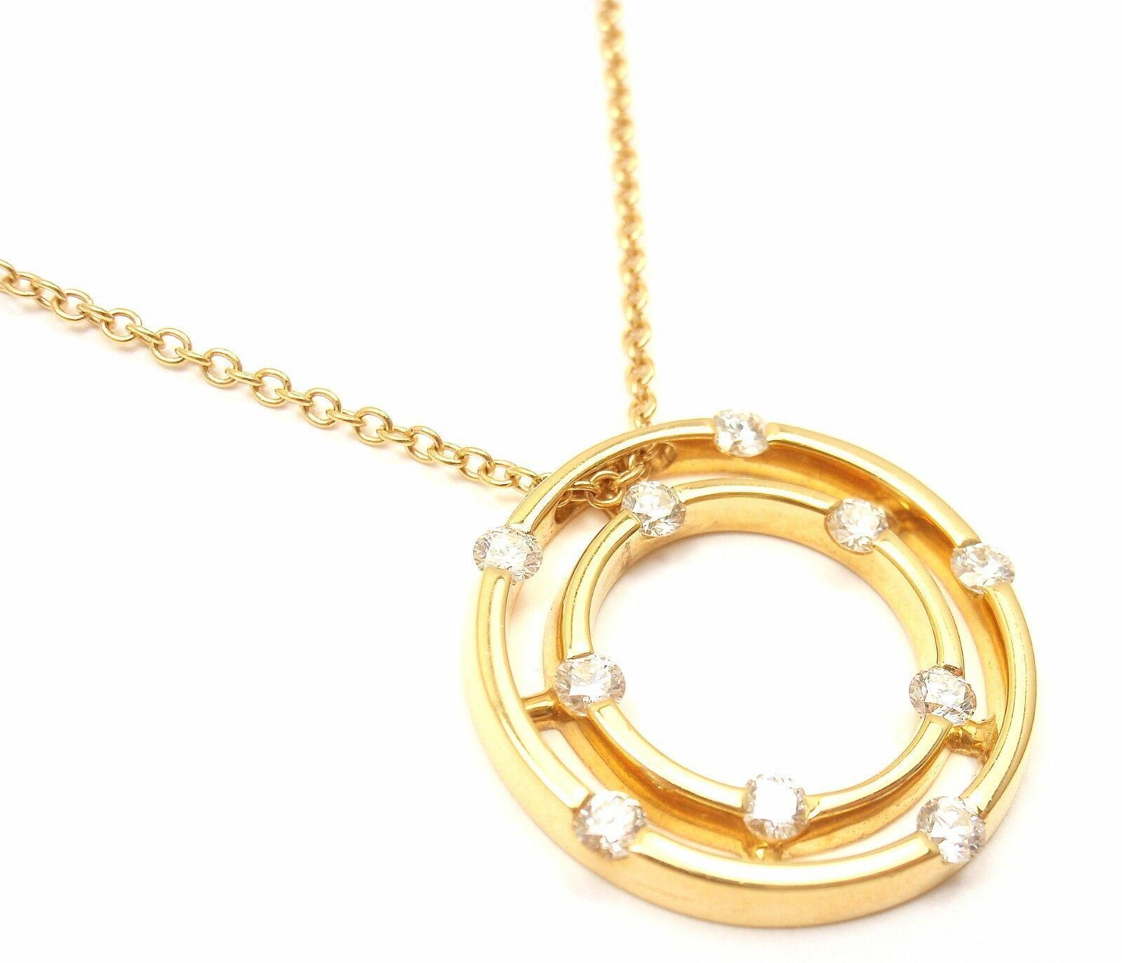 Authentic Roberto Coin 18k Yellow Gold Double Hoop Diamond Pendant Necklace for Women - Elegant Jewelry Gift for Anniversary, Valentine's Day & Special Occasions