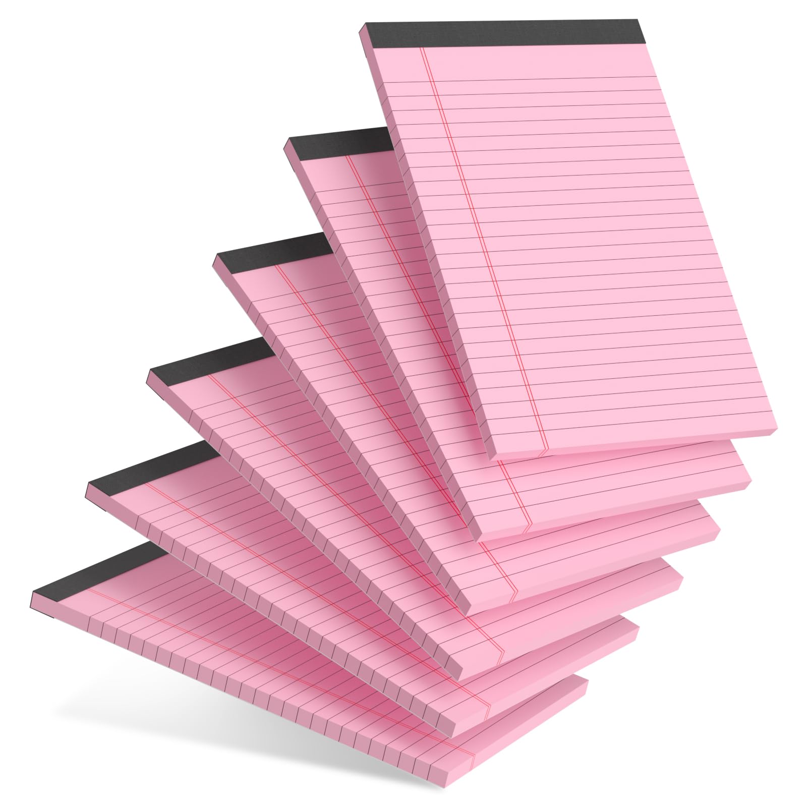 6 Pack Pink College Ruled Legal Pads - 5x8 Inch Small Notepads with Perforated Sheets, Narrow Ruled Paper for Office, School, Study & Note Taking - 6pcs Writing Pads for Work, Journaling & Daily Organization