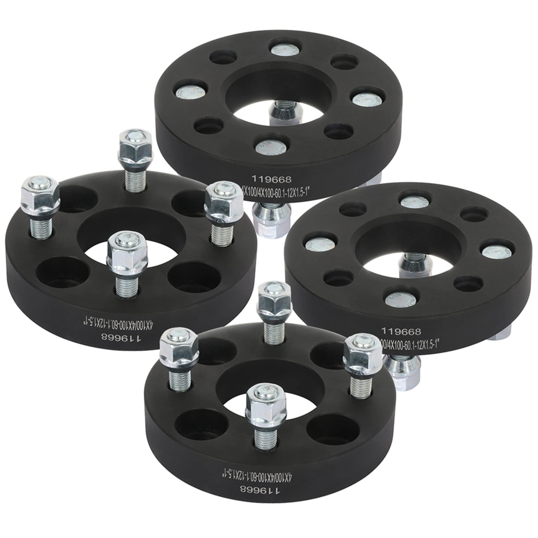 SCITOO 4Pcs 1 Inch Wheel Spacers 4x100 Bolt Pattern 60.1mm Hub Bore 12x1.5 Studs - Compatible with Toyota Corolla, Prius, Celica, Echo, MR2 Spyder, Paseo, Tercel, Yaris - Perfect for Enhanced Stance & Performance Upgrades