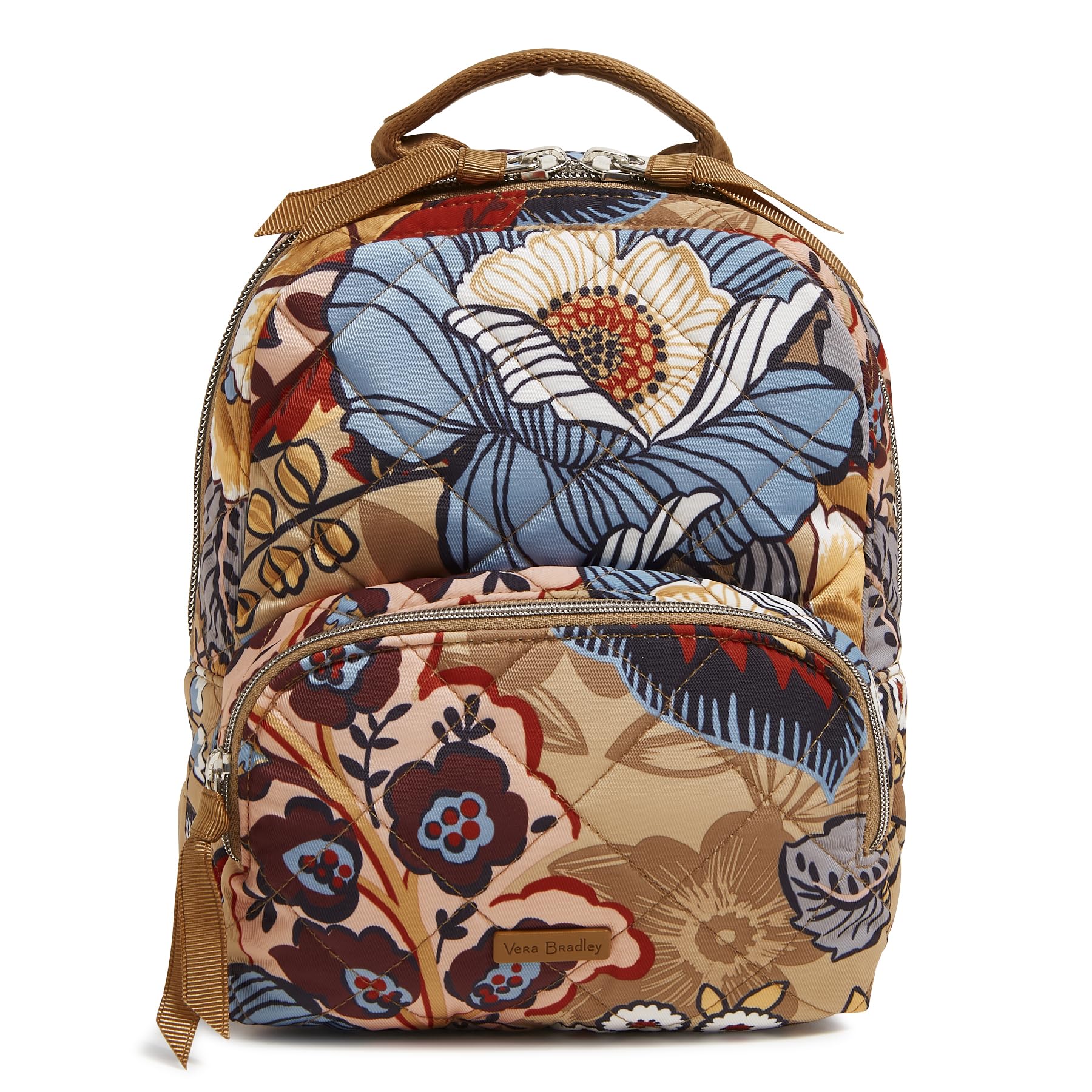Vera Bradley Performance Twill Small Backpack - Lightweight Durable Women's Travel Bag, Botanical Beauty Floral Print, Perfect for School, Work & Weekend Getaways