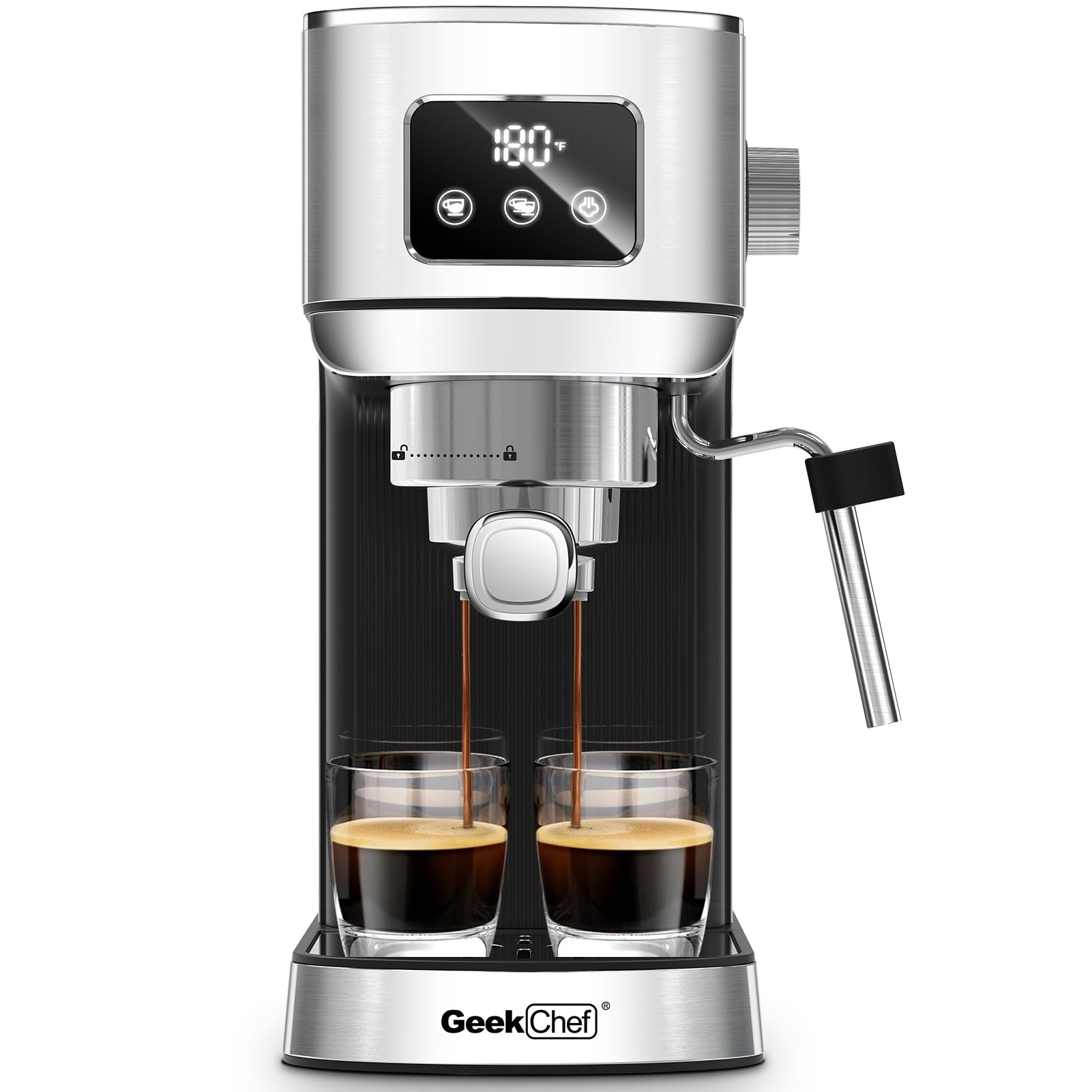 Geek Chef 20 Bar Espresso Machine for Home - Professional Coffee Maker for Latte & Cappuccino | Perfect for Kitchen, Office, and Small Spaces