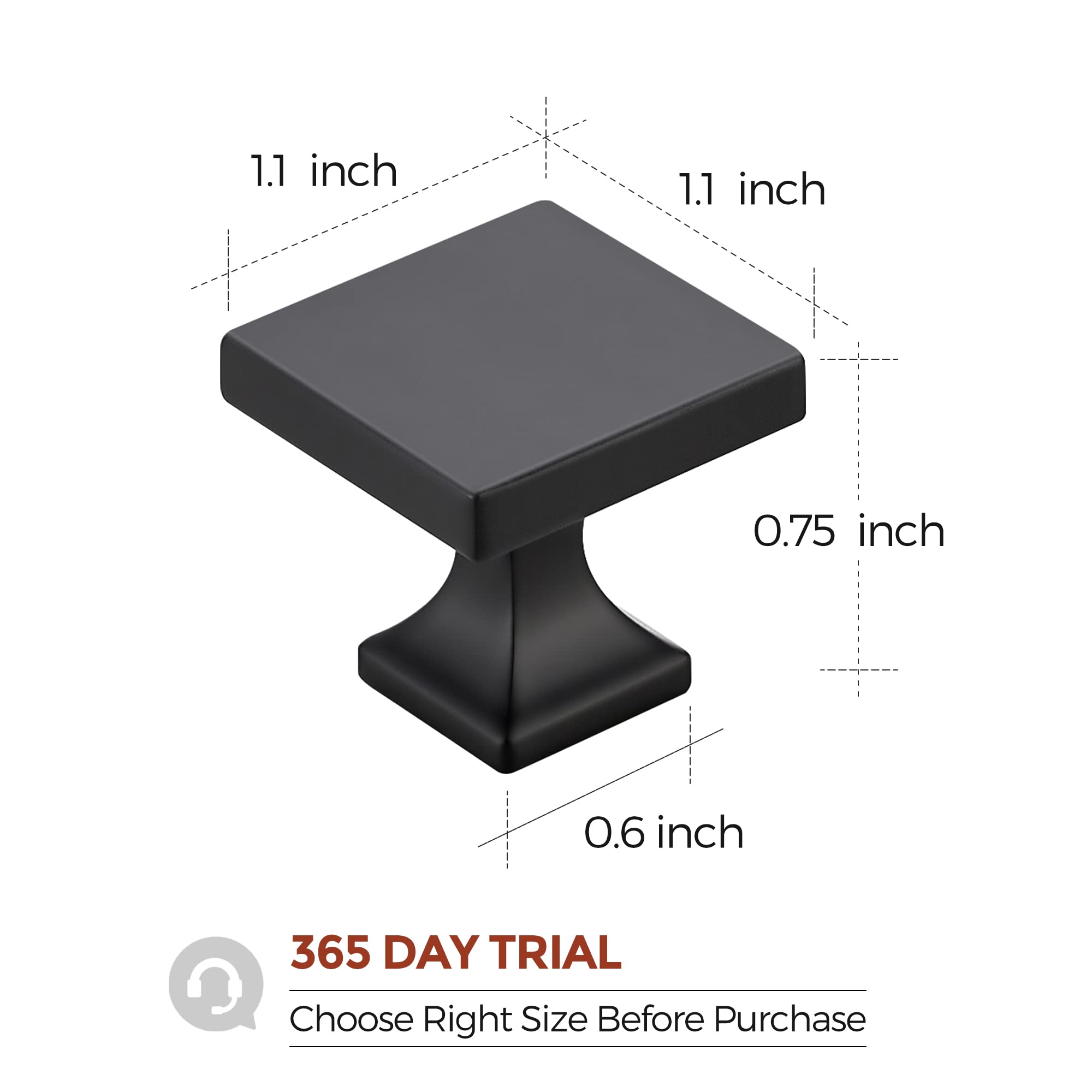 15 Pack Matte Black Square Cabinet Knobs - Home Expert Kitchen & Dresser Drawer Pulls - Durable Hardware for Cabinets, Wardrobes & Furniture (Ideal for Modern Kitchen & Bathroom Renovation)