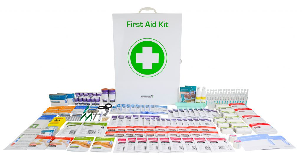 Commander 6 Series First Aid Kit Metal Cabinet - Wall Mount Medical Emergency Box for Home, Office, School & Workplace Safety Supplies