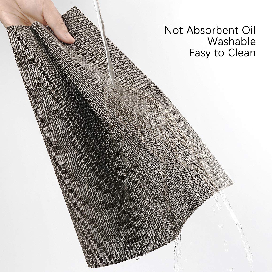 Myir JUN Set of 8 Non-Slip Heatproof Woven Placemats - Washable PVC Table Mats for Dining, Kitchen & Indoor Use (Dark Gray) - Perfect for Everyday Meals, Dinner Parties & Home Decor