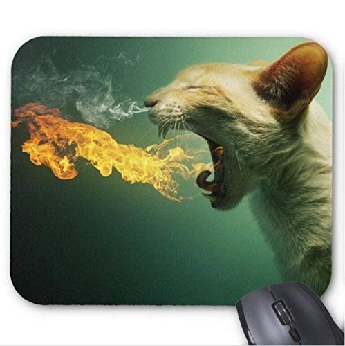 Advanced Lock Edge Gaming Mouse Pad with Stitched Edges - Non-Slip Cat Art Spitfire Print Mouse Mat for PC, Laptop & Office Use | Perfect for Gamers & Professionals