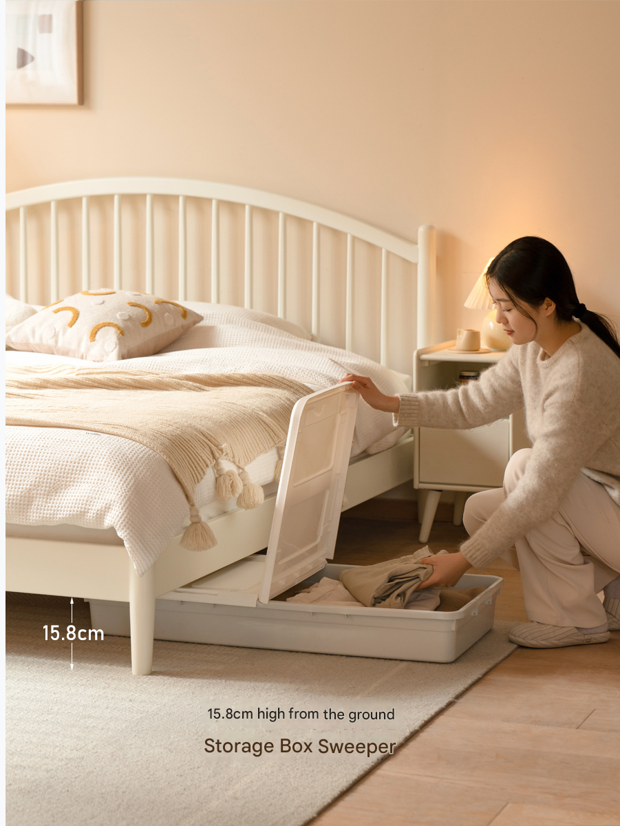 Solid Wood Bed Frame - Beech or Poplar - Queen/King Size - Modern & Sturdy Design for Bedroom, Guest Room, or Dorm - Free Shipping & Easy Assembly