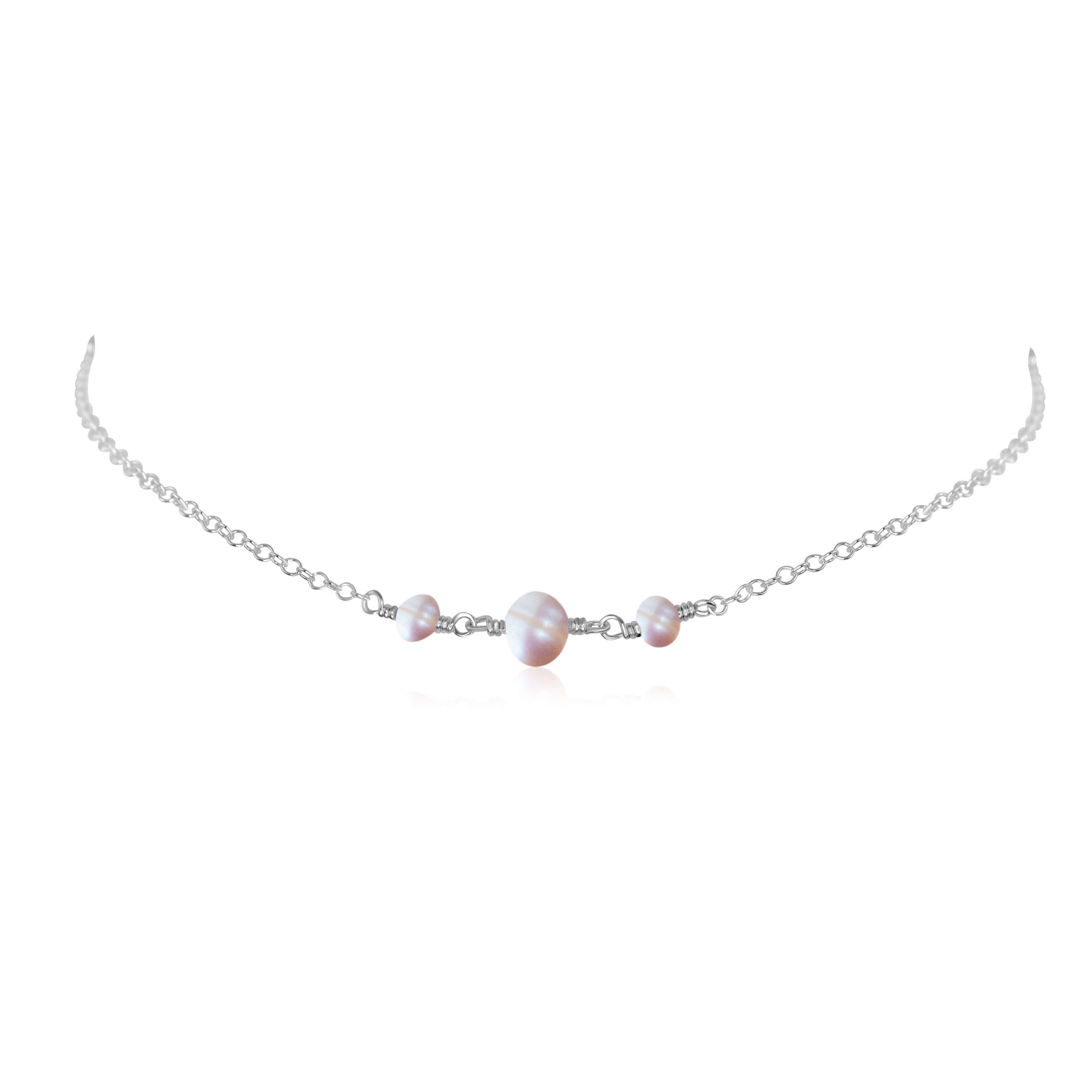 Elegant White Freshwater Pearl Beaded Choker Necklace for Women - Perfect for Weddings, Parties & Special Occasions