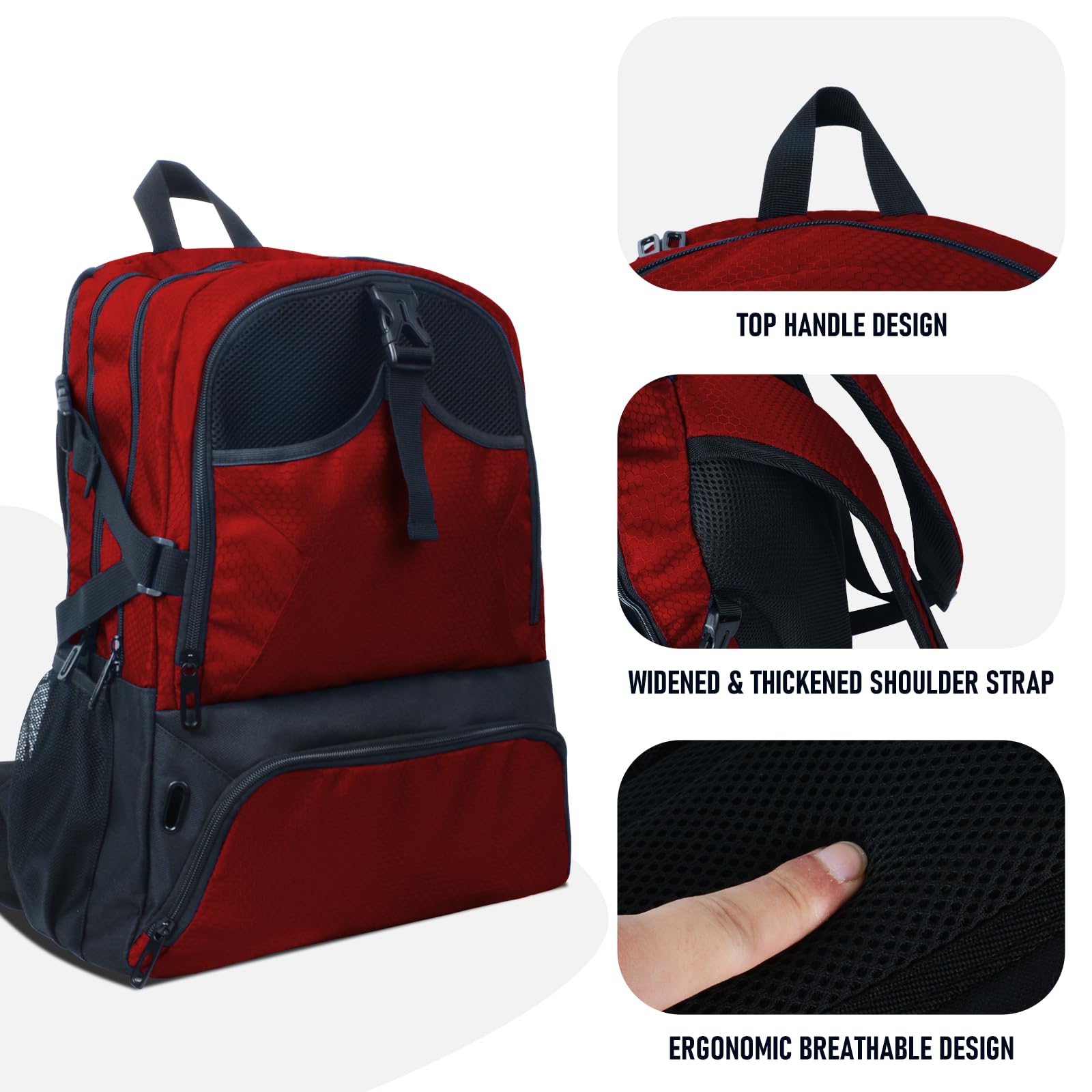 Waterproof Basketball Backpack with Large Shoe & Ball Compartment - 30L Sports Equipment Bag for Men & Women - Perfect for Gym, Soccer, Volleyball, Outdoor & Travel Activities