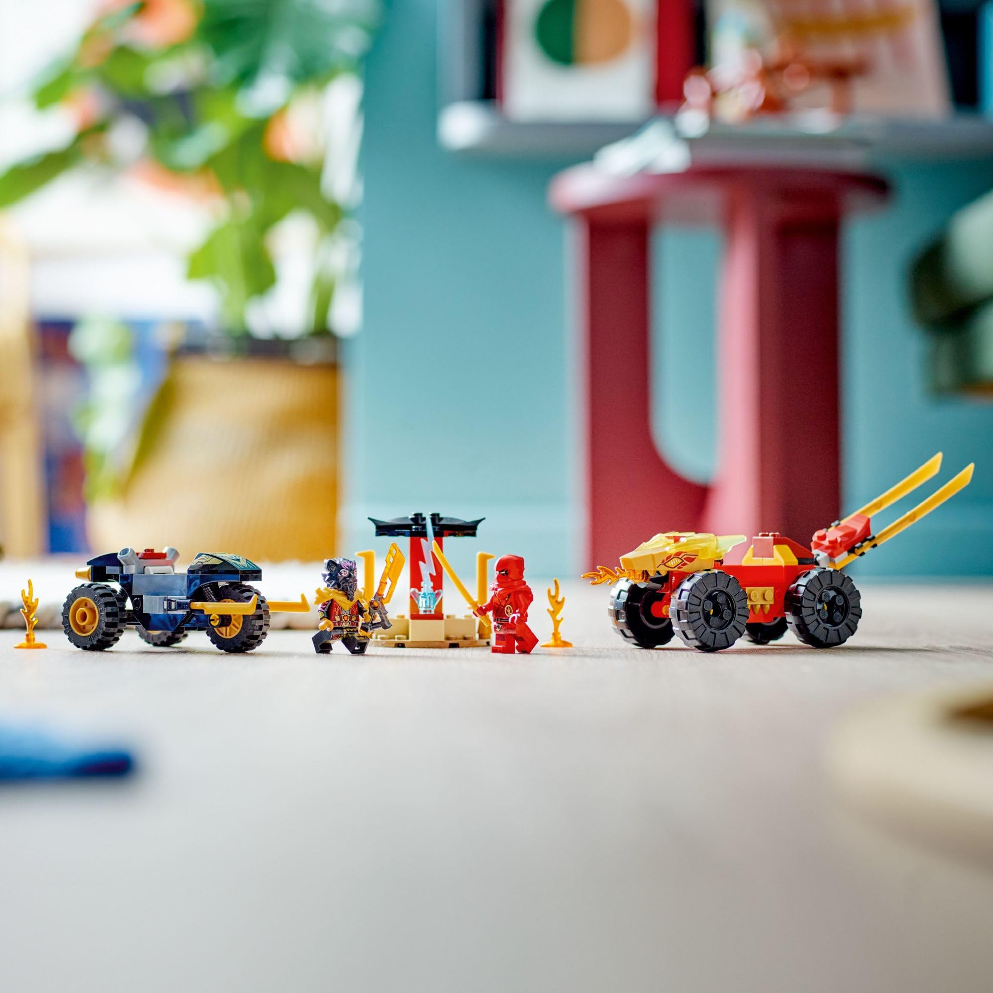 LEGO NINJAGO Kai and Ras' Car and Bike Battle 71789 Building Toy Set with Ninja Car, Motorcycle & 2 Minifigures - Perfect Birthday Gift for Kids, Toddlers & Ninja Fans - Great for Imaginative Play, Action Scenes & Collectible Displays
