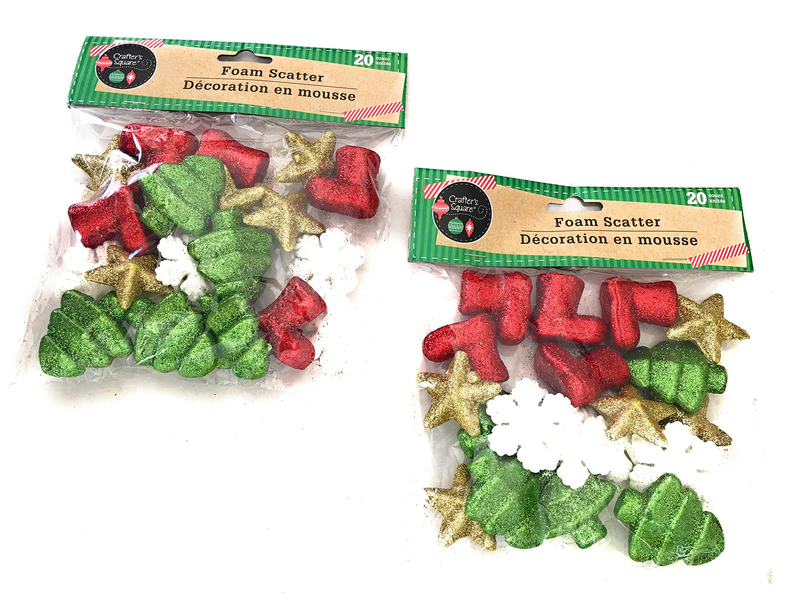 40-Piece Christmas Foam Shapes Set - Snowflakes, Trees, Stockings & Stars with Glitter for Kids DIY Crafts | Holiday Classroom Activities & Home Decor Projects