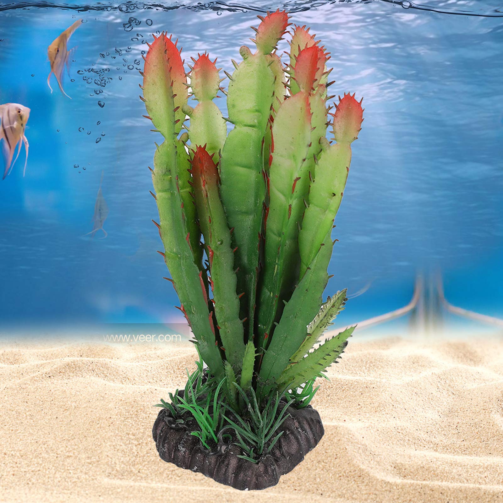 Realistic Plastic Cactus Artificial Plants - Reptile Habitat Decor, Terrarium Landscaping & Aquarium Fish Tank Decoration | Perfect for Bearded Dragon Tanks, Gecko Enclosures & Tropical Fish Aquariums