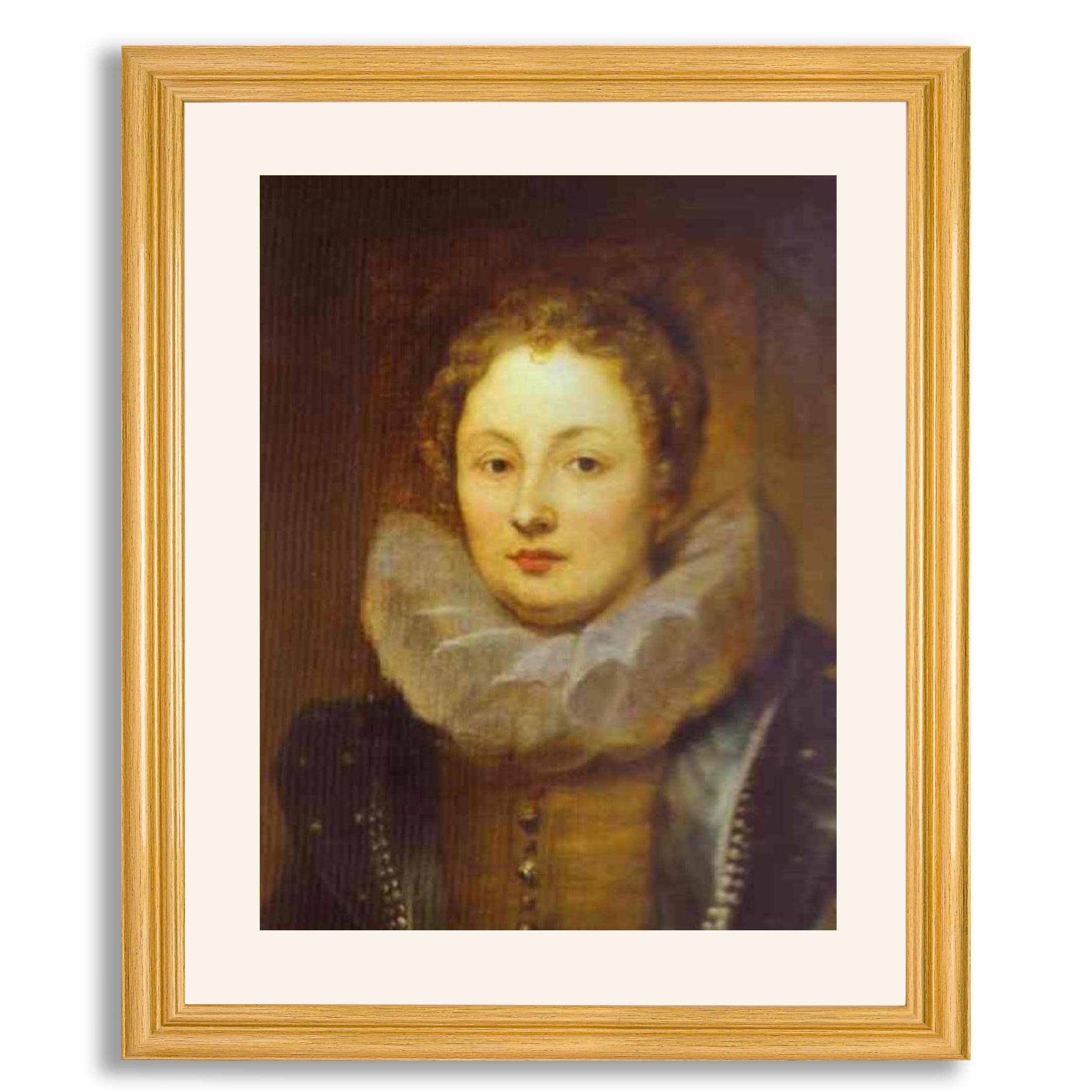 Anthony Van Dyck Noblewoman Portrait Framed Print - Fine Art Reproduction Poster in Wood Frame | Wall Art Decor for Living Room, Bedroom & Office | Classic Painting for Home & Gallery Display