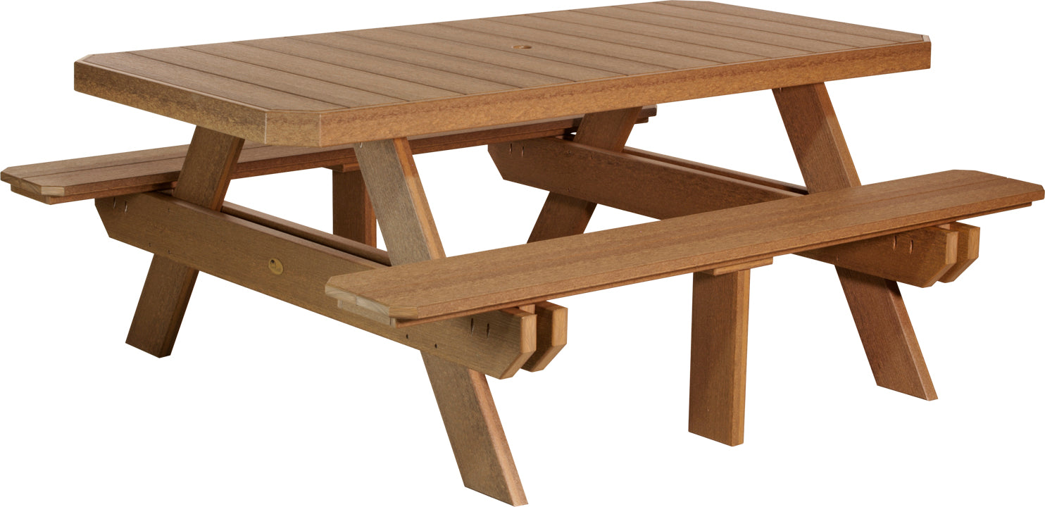 LuxCraft 6-Foot Rectangular Picnic Table - Outdoor Dining & Backyard Furniture for Patio, Garden, and Park Gatherings