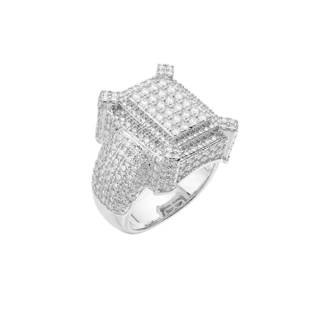 Moissanite Diamond Square Ring 925 Sterling Silver Size 8-11 | Elegant Designer Wedding Band for Women | Perfect for Engagement, Anniversary & Special Occasions