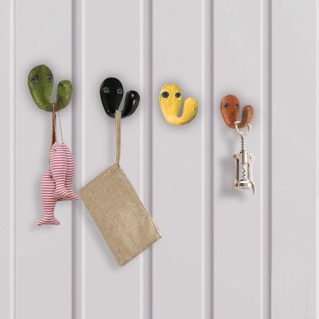 Heavy-Duty Cast Iron Wall Hooks - 24 Pack Black Mini Single Hooks for Keys, Towels, Umbrellas & Hats | Rustic Decorative Hanging Hooks | Easy Installation for Home, Kitchen, Bathroom & Entryway Organization