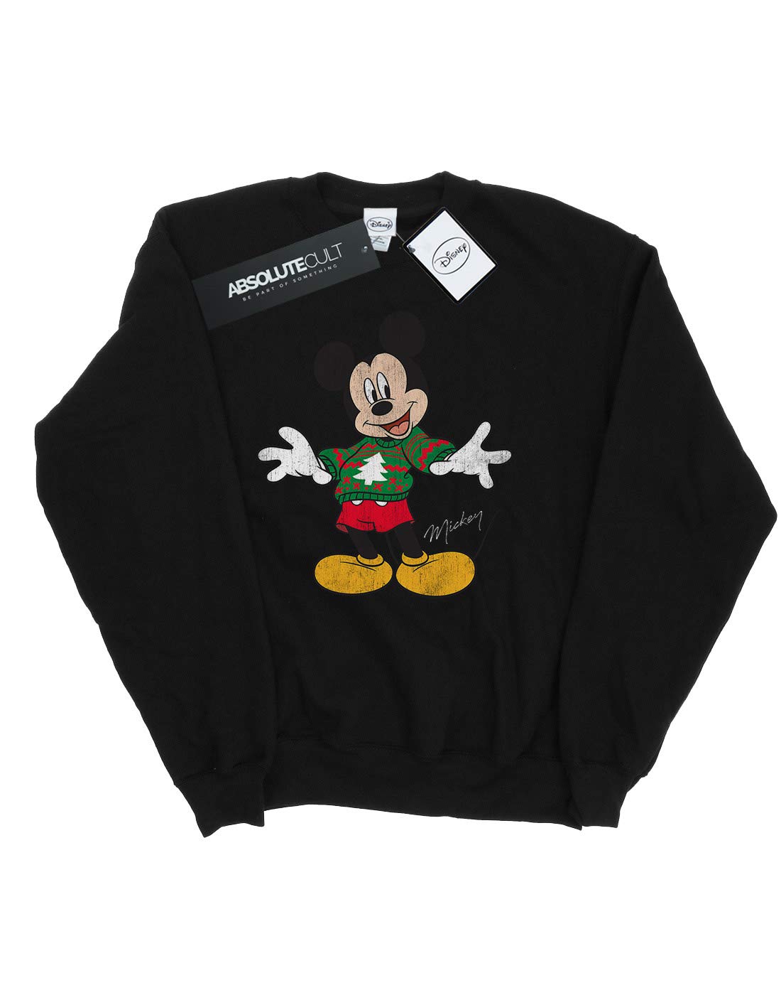 Disney Women's Mickey Mouse Christmas Sweatshirt - Large Black Holiday Pullover for Xmas Parties & Family Gatherings