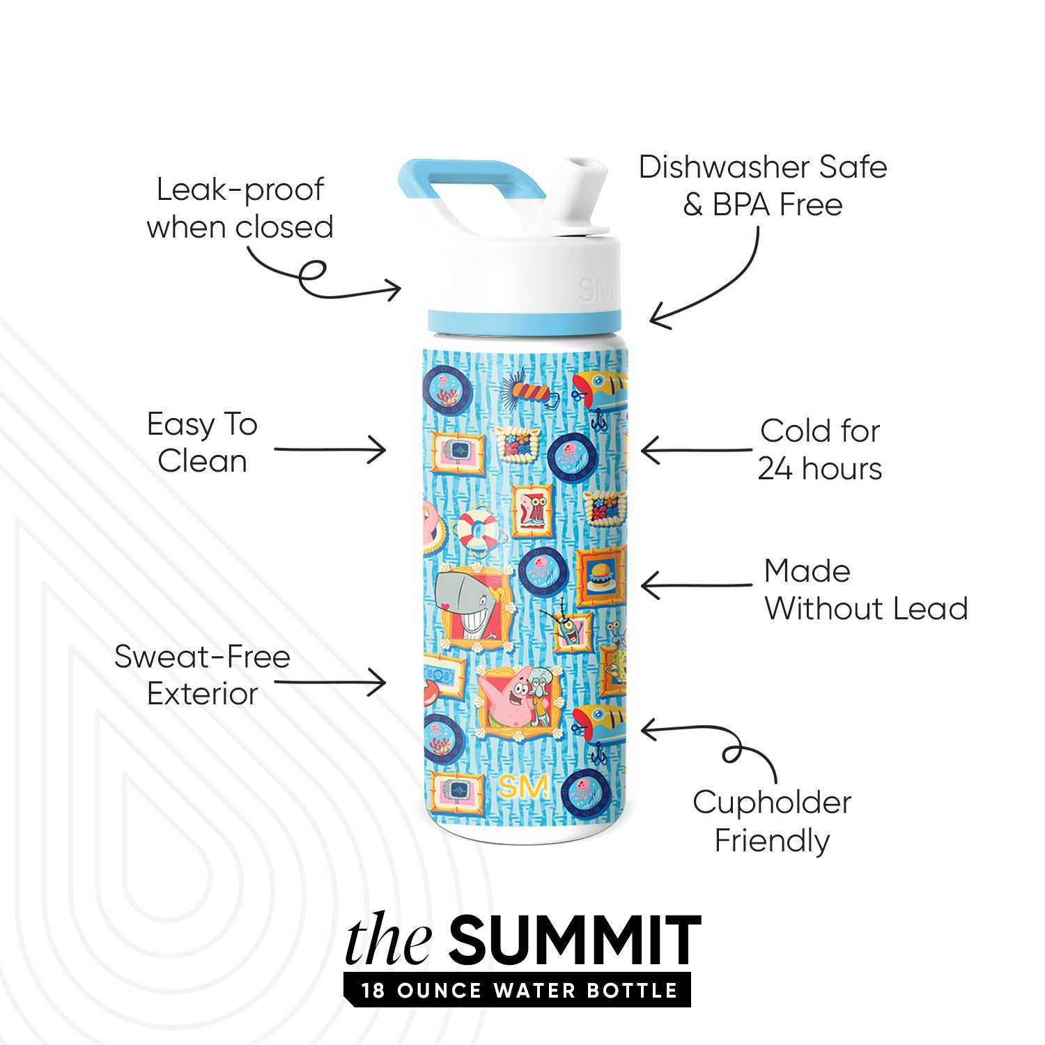 Summit Kids Water Bottle with Straw Lid - BPA Free, Leak Proof, Insulated Stainless Steel Bottle for School, Sports & Outdoor Activities