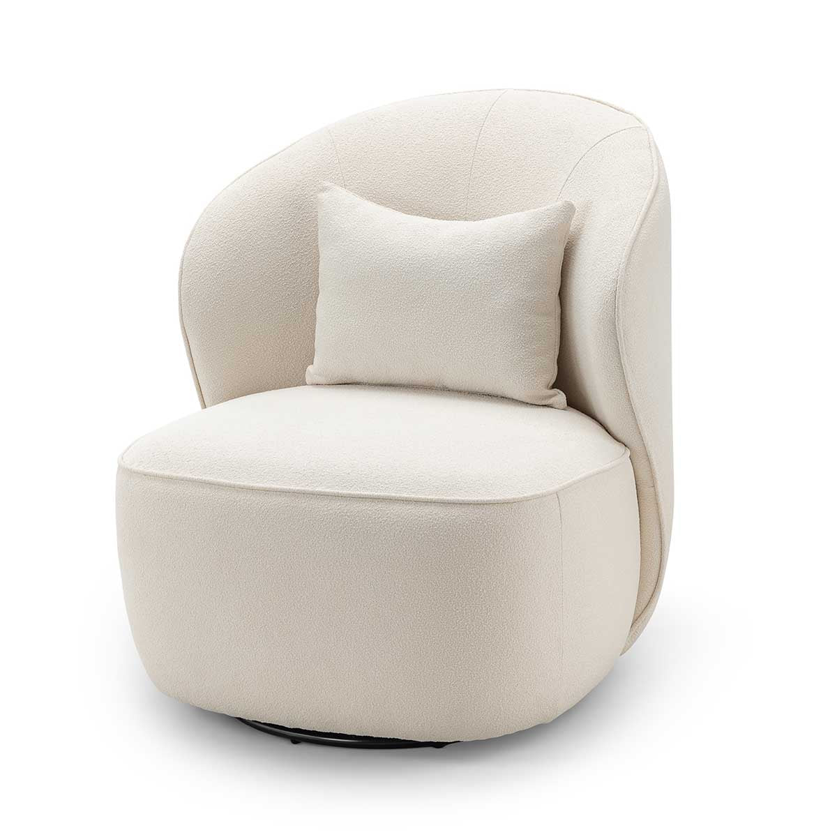 Atlas Boucle Swivel Lounge Chair - Modern Velvet Accent Chair for Living Room, Bedroom & Office - Comfortable Upholstered Armchair with 360° Rotation - Perfect for Reading, Relaxing & Home Decor
