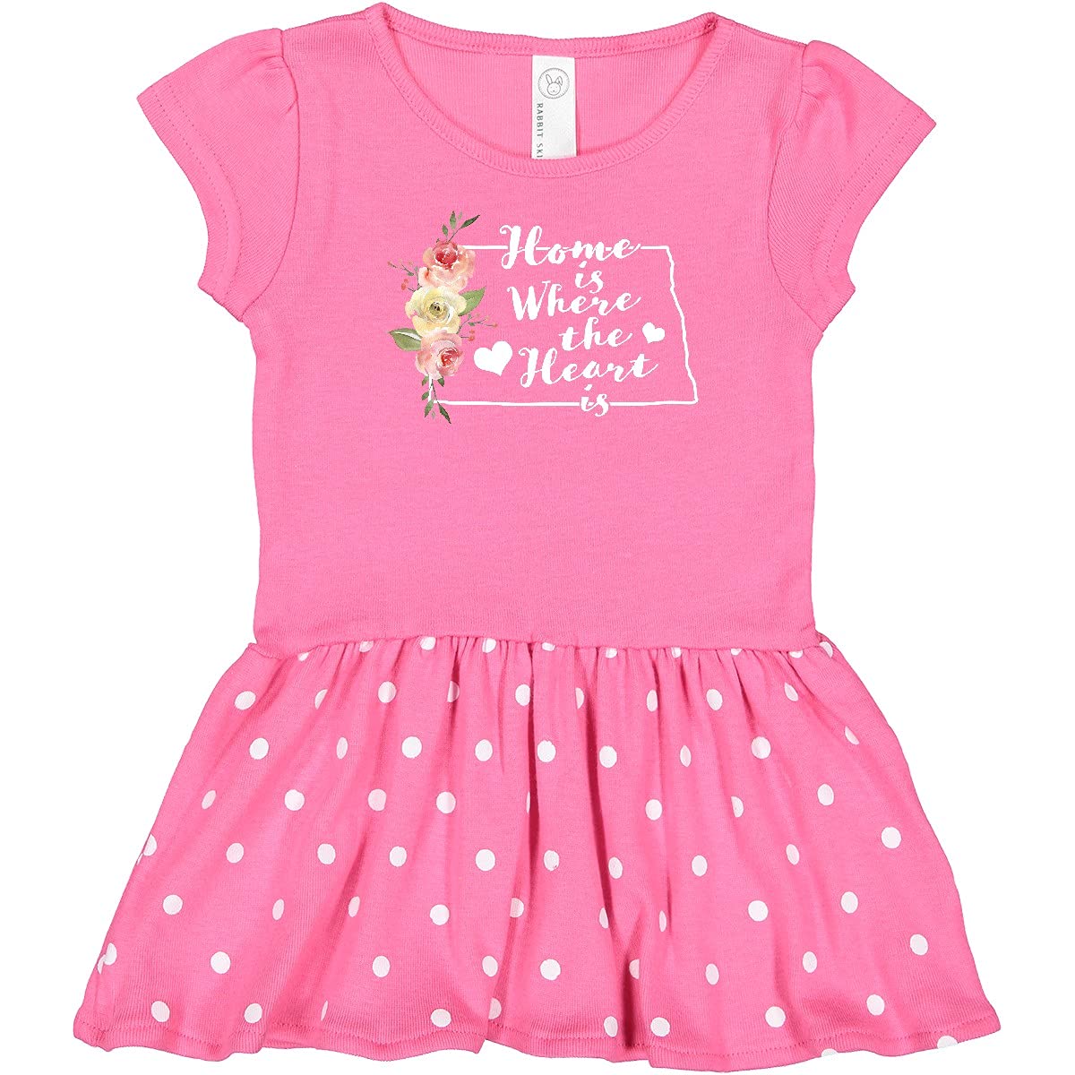 Inktastic North Dakota Home is Where The Heart is Watercolor Print Infant Dress - Perfect for Family Photos, Baby Showers & Special Occasions