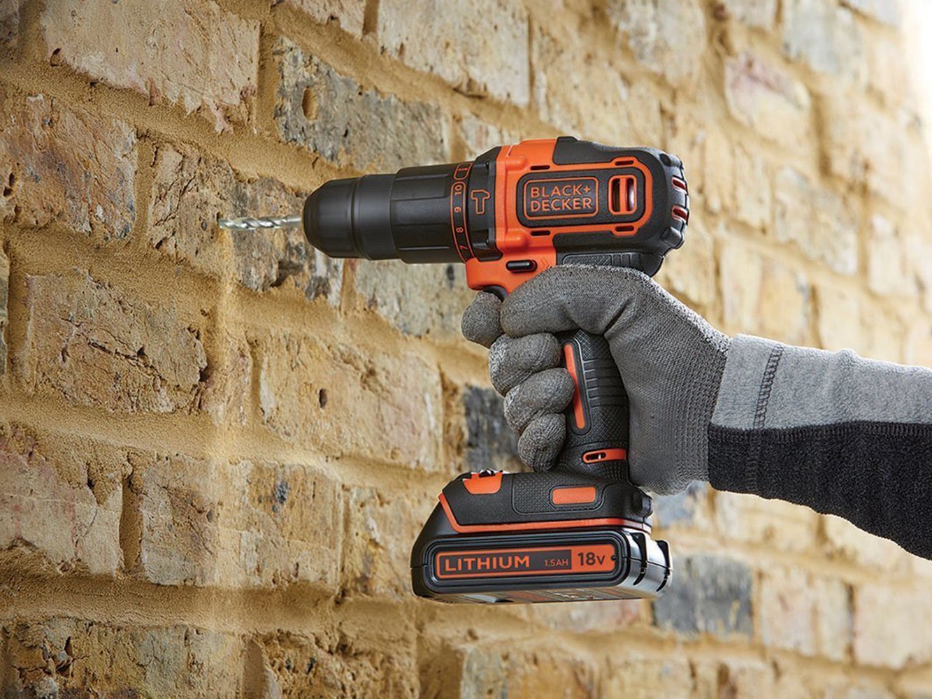 BLACK+DECKER BDCHD18-QW 18V Cordless Impact Drill with 2 Speeds, 1 Battery & Charger Included (No Box) - Perfect for DIY Projects, Home Repairs & Construction Work