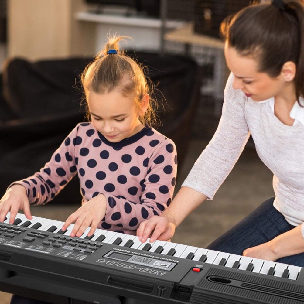 61-Key Portable Electronic Piano Keyboard with Microphone, Music Stand & Power Adapter - Ideal for Beginners, Home Practice & Music Education