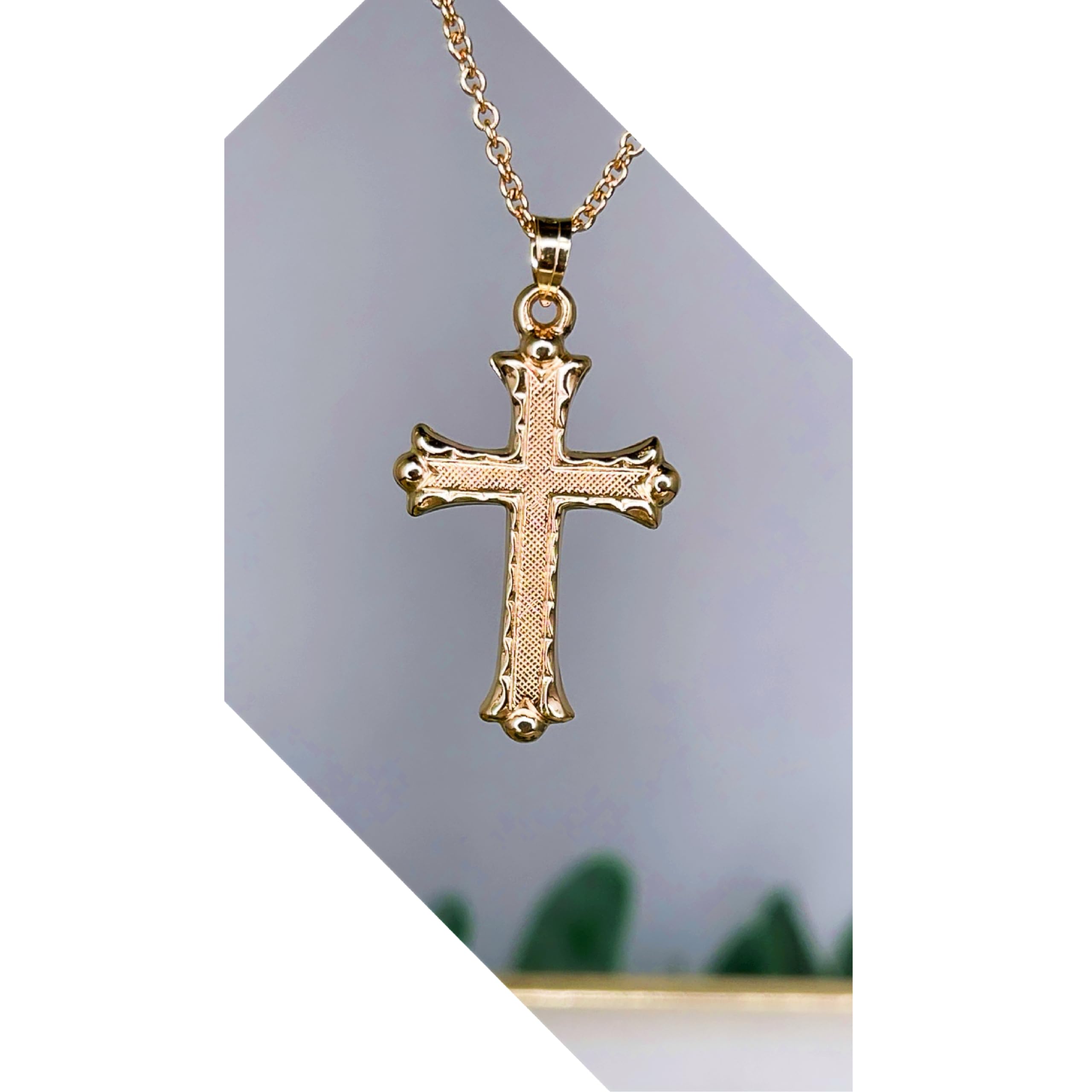 14K Yellow Gold, White Gold & Rose Gold Florentine Cross Pendant Necklace - Religious Jewelry Gift for Women & Men - Perfect for Baptism, Confirmation & Daily Wear