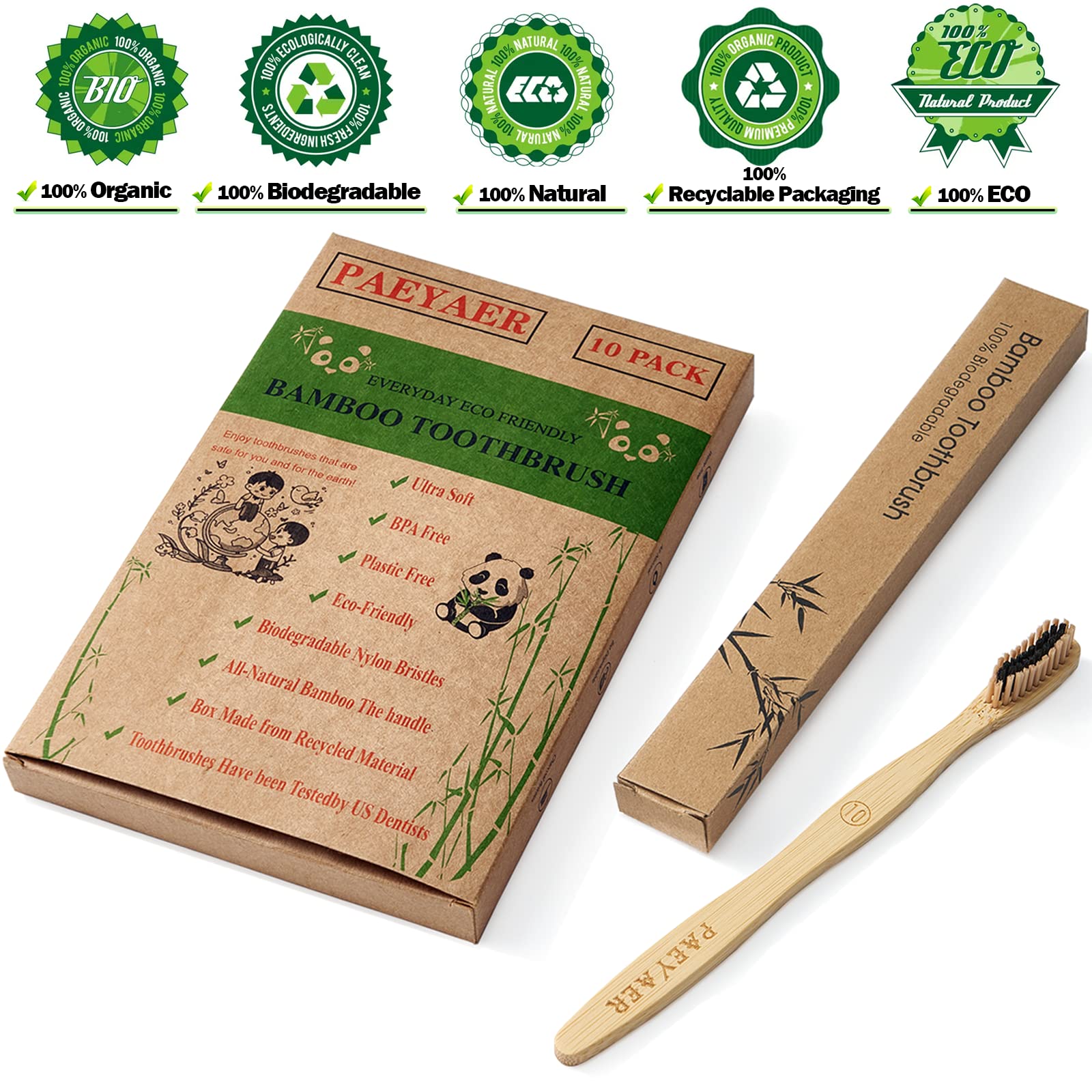 20 Count Bamboo Toothbrushes (Soft & Medium Bristles) - Natural Wooden Toothbrushes Bulk, Eco-Friendly BPA-Free, Biodegradable & Compostable with Charcoal - Perfect for Travel, Home & Zero-Waste Lifestyle
