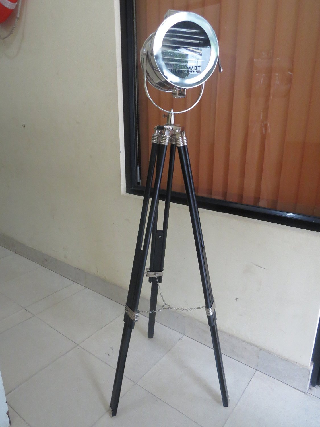 British Royal Master Stainless Steel Wood Tripod Floor Lamp M7029 - Modern Living Room & Bedroom Lighting Decor