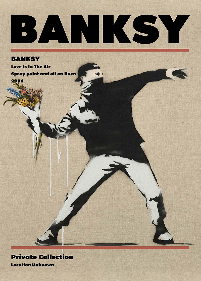 Banksy Love Is In The Air Graffiti Art Poster - Urban Wall Decor for Home, Office & Gift Ideas