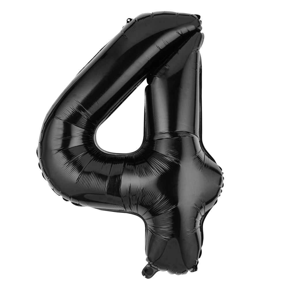 Balloonify Black Mylar Number 4 Balloon - 40 Inch Large Foil Balloon for Birthday Parties, Anniversaries & Celebrations - 1 Count Box