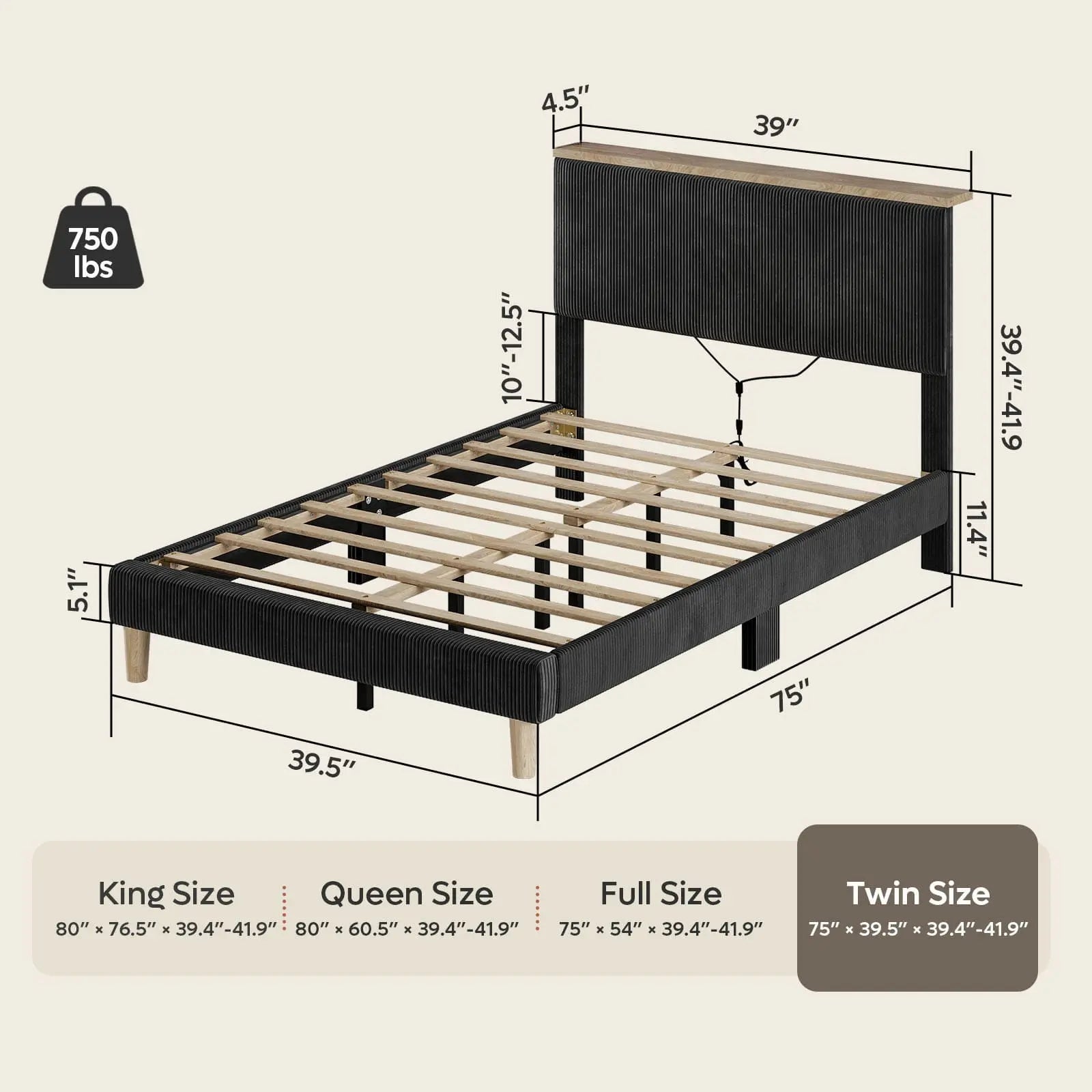 Bestier Twin Size Bed Frame with Adjustable Headboard - Sturdy Metal Platform Bed for Small Spaces, Dorm Rooms & Guest Bedrooms - Easy Assembly & Noise-Free Design