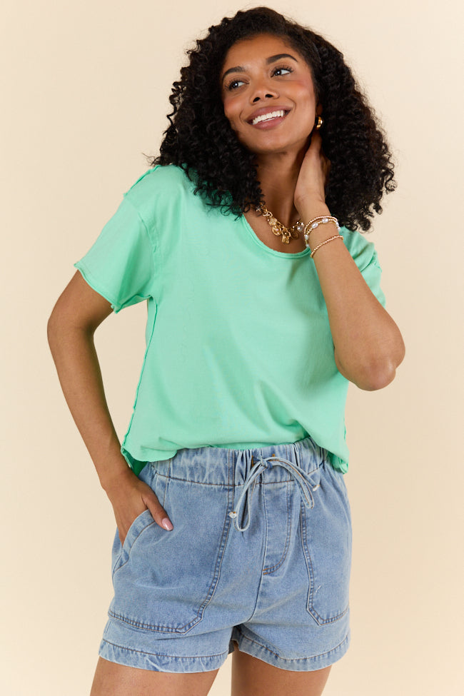 Firm Foundation Green Scoop Neck T-Shirt for Women - Soft Cotton Casual Tee | Perfect for Everyday Wear, Layering & Outfits