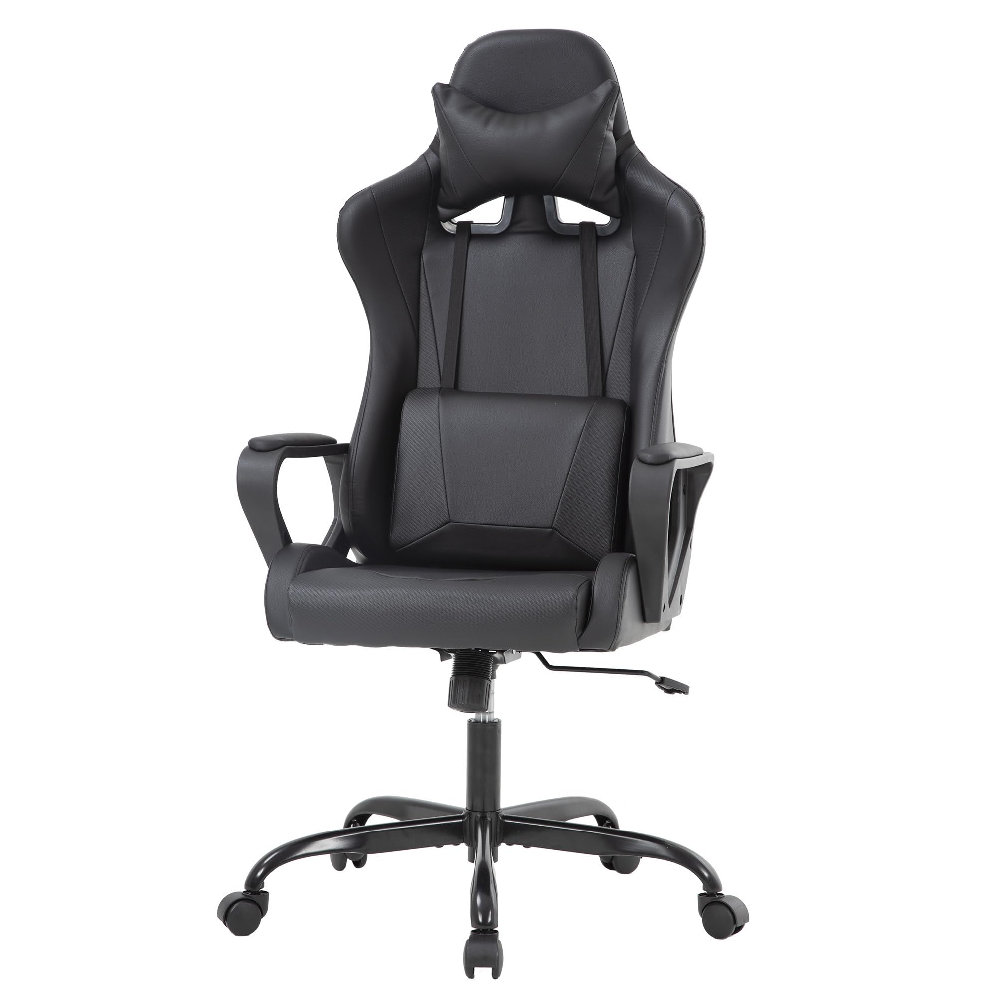 Ergonomic Gaming Chair with Adjustable Lumbar Support & Headrest - 360° Swivel Racing Office Chair with PU Leather & Armrests for Computer Desk - Comfortable Task Chair for Adults, Men & Women with Back Pain - Perfect for Home Office, Gaming Setup & Workstation (Black)