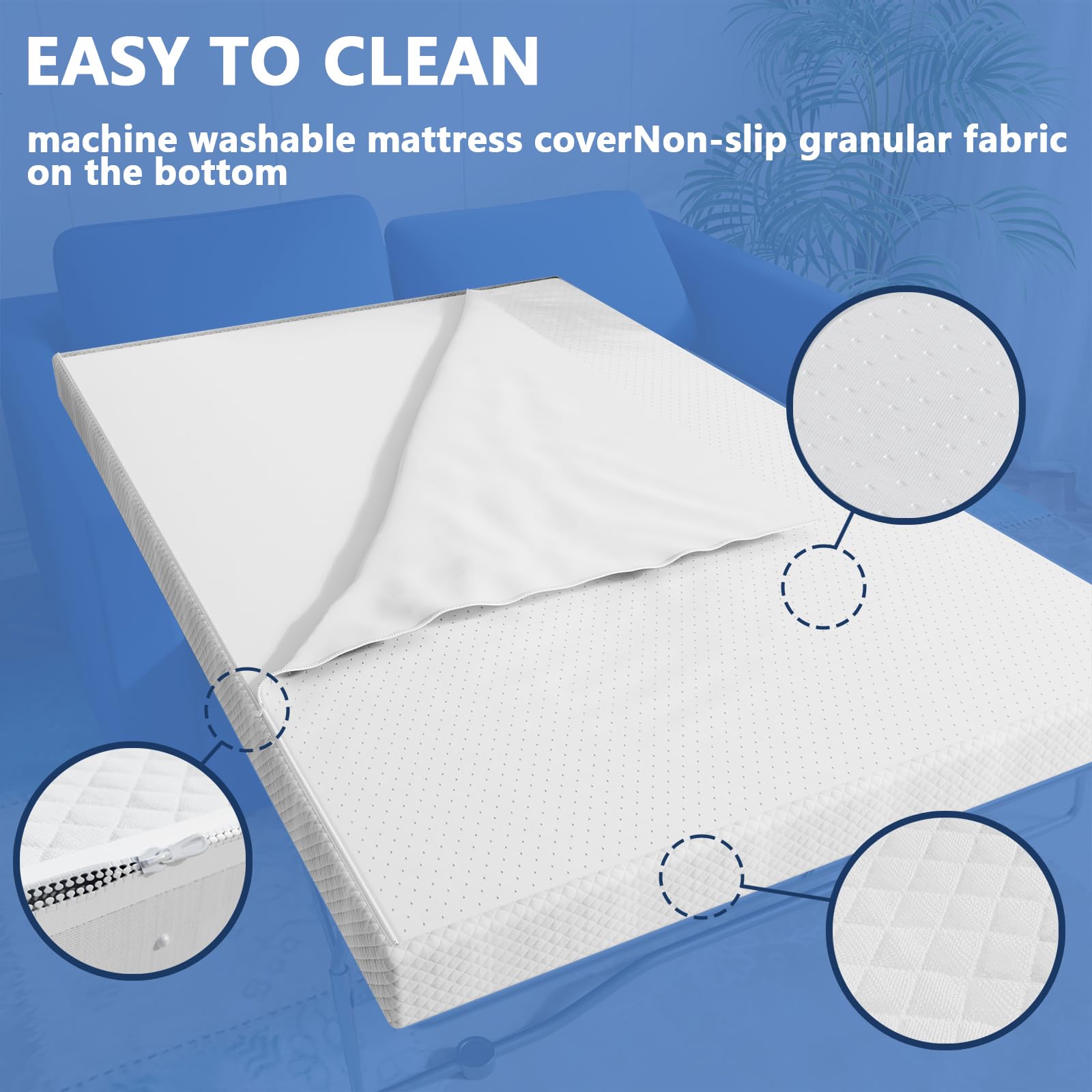 4.5 Inch Cooling Gel Memory Foam Mattress Topper - Queen Size for Sleeper Sofa & Couch Beds | CertiPUR-US Certified | Pressure Relief & Temperature Regulation | Perfect for Guest Rooms, Dorm Rooms & Small Spaces