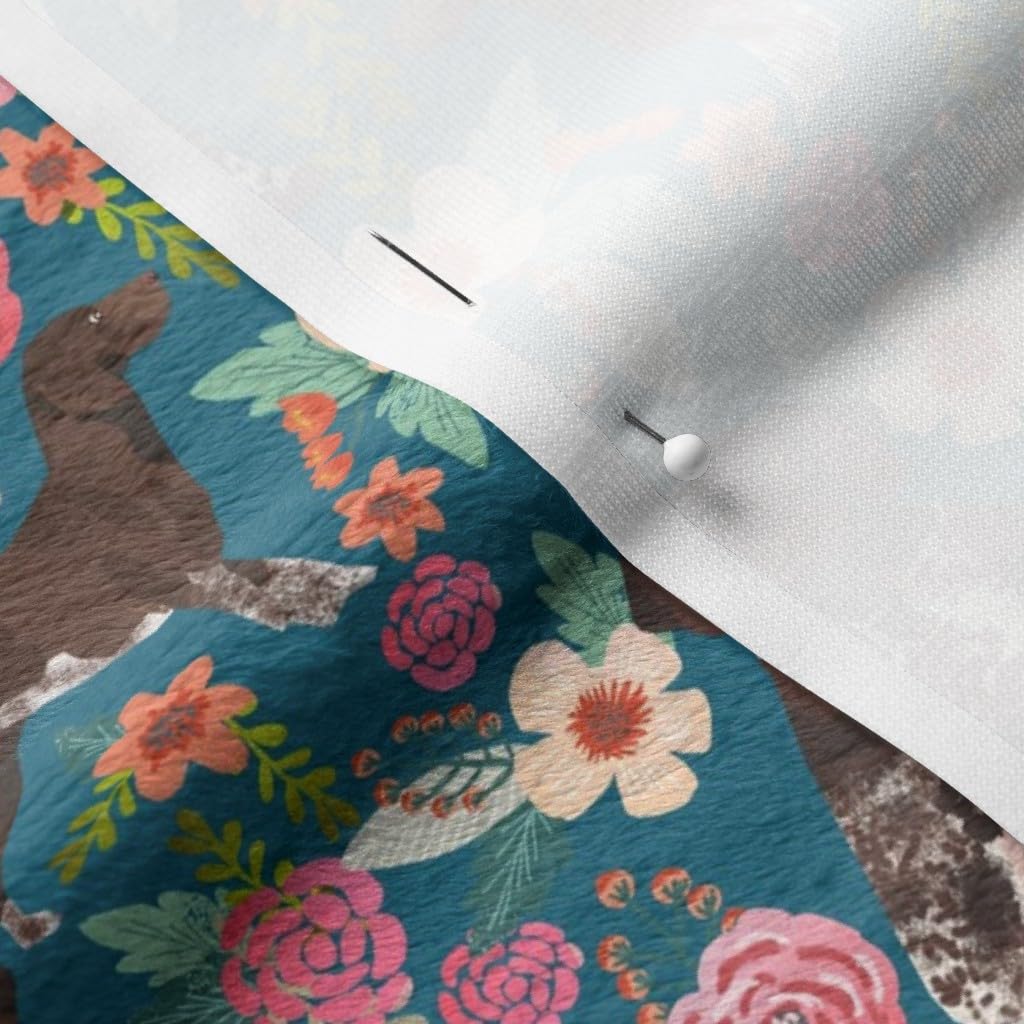 German Pointer Floral Dog Blue Floral Navy Pet Portrait Printed Minky Fabric - Fat Quarter for Sewing Baby Blankets, Quilt Backing & Plush Projects - Perfect for DIY Crafts, Nursery Decor & Pet Lovers Gifts