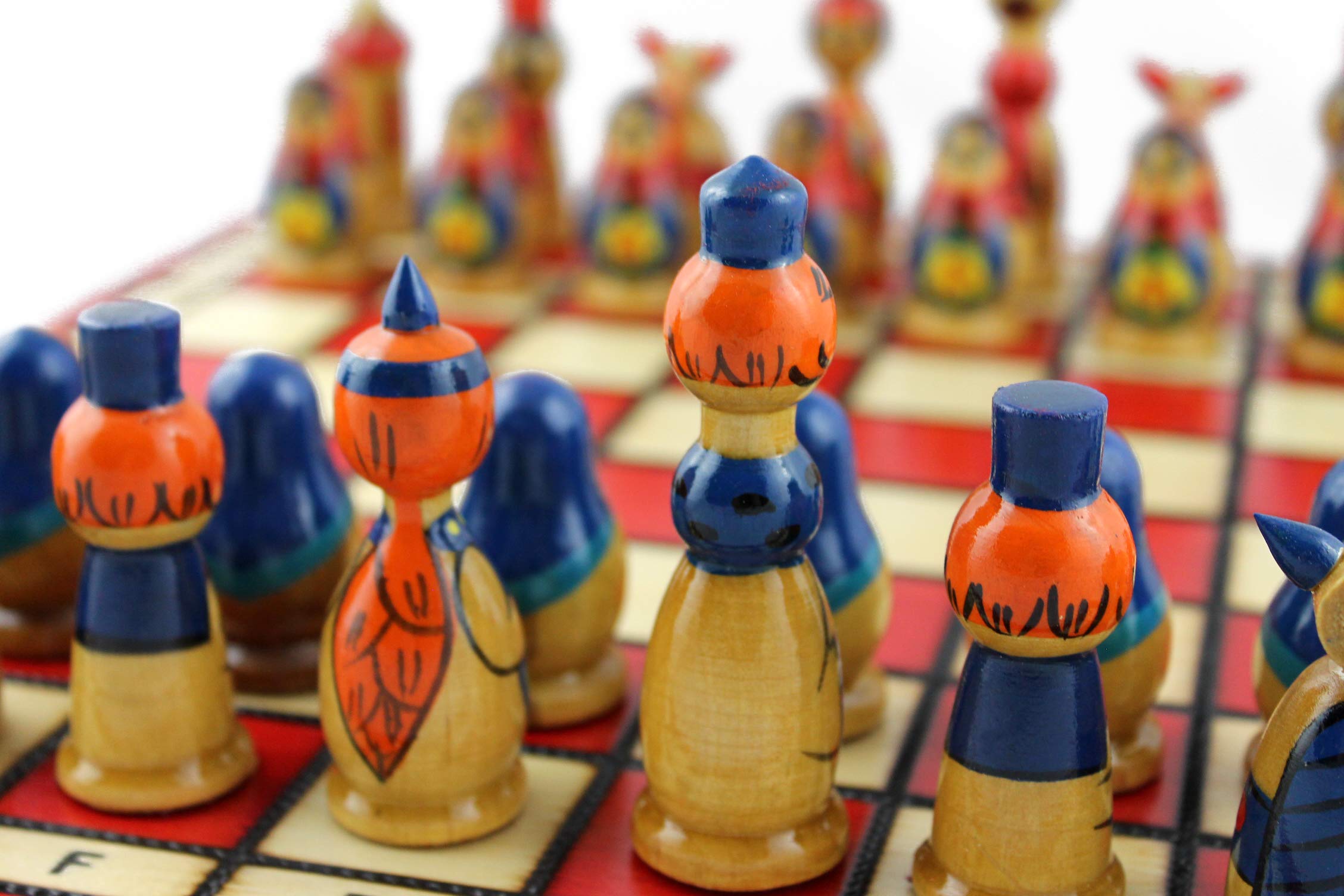 Handmade Matryoshka Chess Set for Adults - Premium Wooden Chess Board with Storage Box | Perfect for Home Decor, Game Nights & Gift Giving