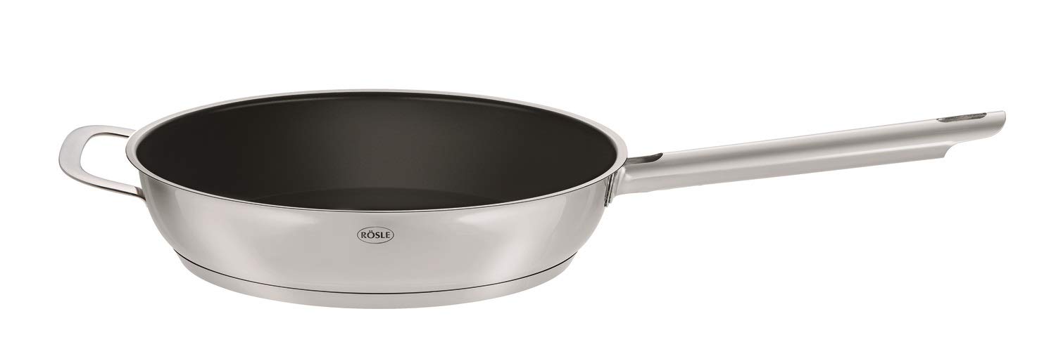 Premium RÖSLE Stainless Steel Frying Pan - 23.6 x 13.2 x 3 Inches (59.9 x 33.5 x 7.5 cm) - Professional Nonstick Cookware for Searing, Sauteing & Perfect Pancakes - Ideal for Home Chefs & Restaurant Use