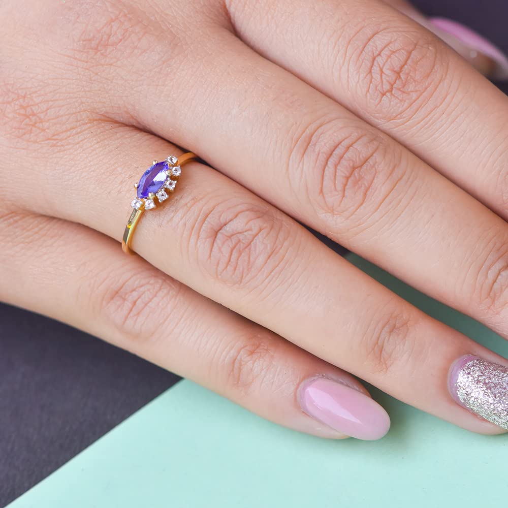 YoTreasure 10K Yellow Gold Healing Crystal Wedding Ring - Citrine, Green Onyx, London Blue Topaz, Ethiopian Opal, Moonstone & Tanzanite | Spiritual Jewelry for Meditation, Energy Healing & Special Occasions