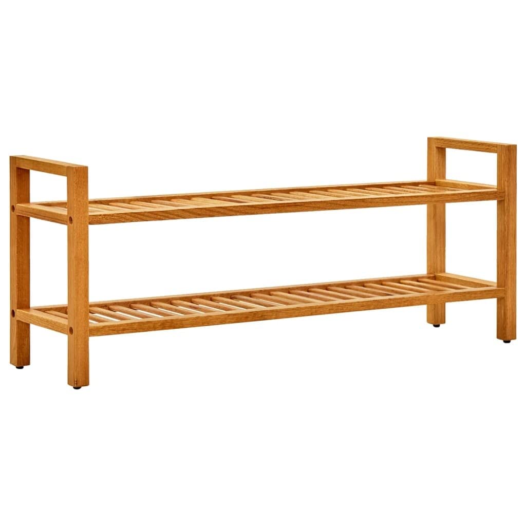 2-Tier Solid Oak Wood Shoe Rack Organizer - 39.3x10.6x15.7 Inch Shoe Storage Shelf for Hallway, Living Room, Closet & Bedroom - Perfect for Organizing Shoes, Boots & Sandals in Small Spaces