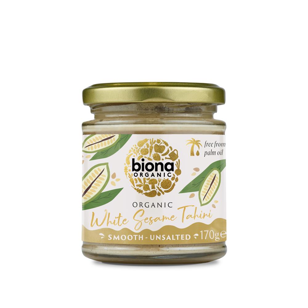 Biona Organic Tahini White - No Salt Added, 170g | Premium Sesame Seed Paste for Hummus, Salad Dressing & Healthy Cooking