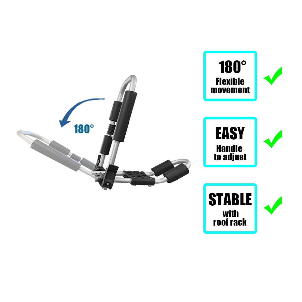 TMS Aluminum Folding Universal Roof Rack Carrier for Kayak, Canoe, Surfboard, Paddleboard & Ski - Heavy Duty Truck SUV Car Roof Crossbar Mount with Straps (One Side) | Perfect for Outdoor Adventures, Road Trips & Water Sports