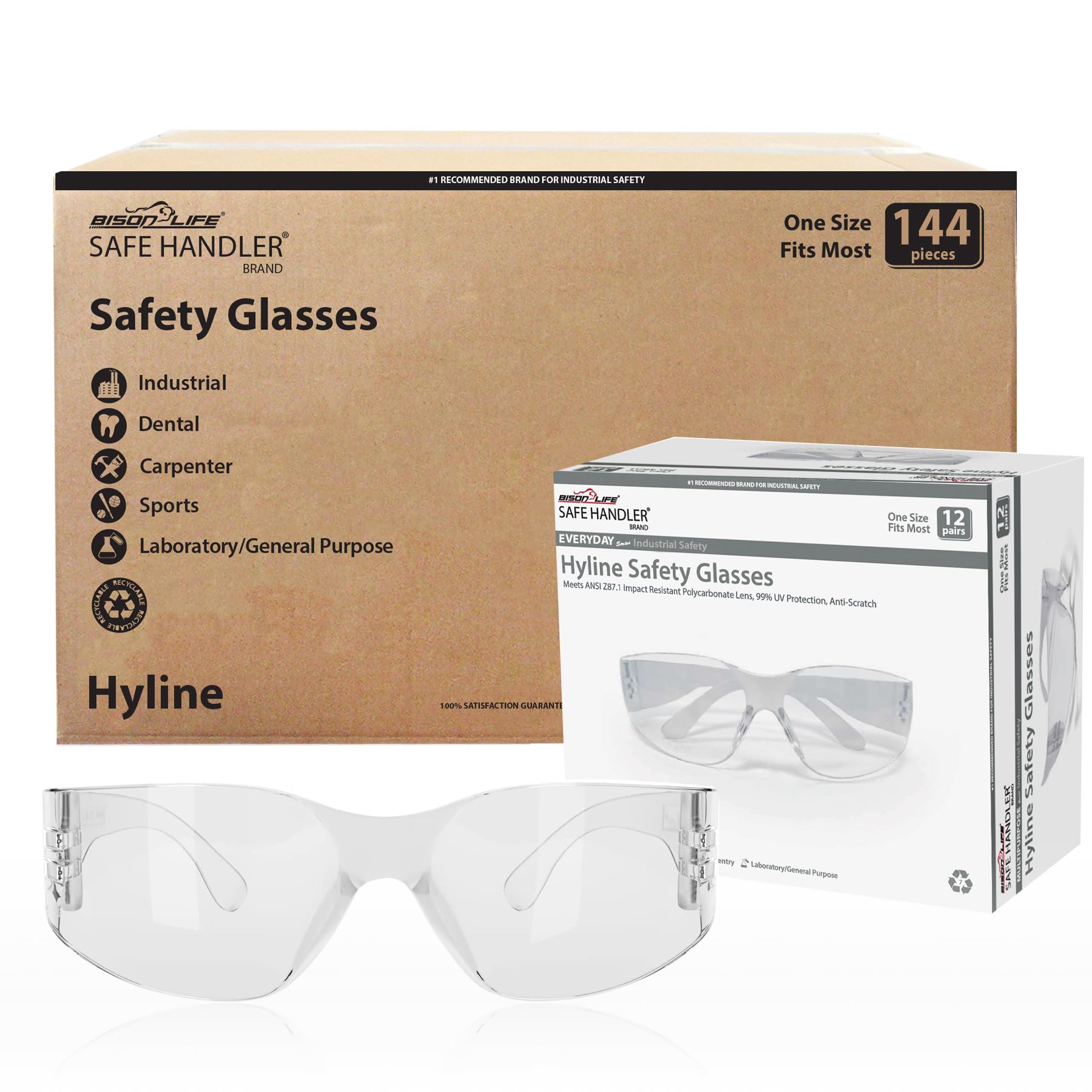 Hyline Anti-Fog Color Safety Glasses - Impact Resistant Polycarbonate Lens with Anti-Scratch Coating - Perfect for Construction, Lab Work & Outdoor Activities