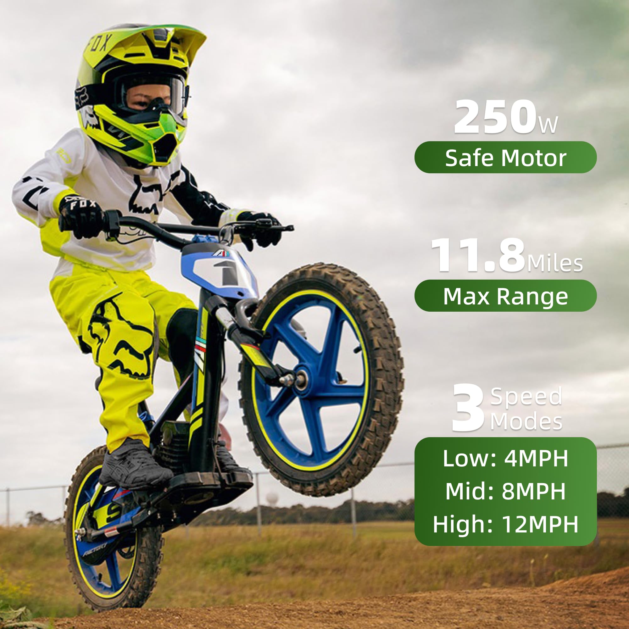 **Lightweight Electric Dirt Bike for Kids Ages 3-12 | 170W/340W Motor | Up to 10-12MPH | 24V Detachable Battery | Dual Hand Brakes | Off-Road & Backyard Riding**    *(Perfect for Outdoor Adventures, Neighborhood Cruising & Backyard Fun!)*
