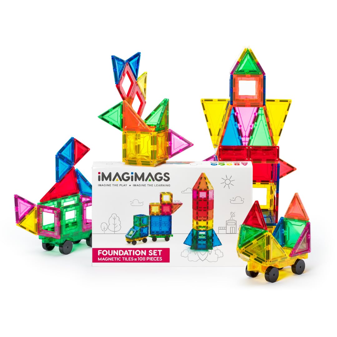 Magnetic Building Blocks for Kids - 108 Piece STEM Educational Construction Toy Set for Boys & Girls Ages 3+ | Creative Learning Activity | Perfect for Preschool Classroom, Birthday Gifts & Indoor Playtime