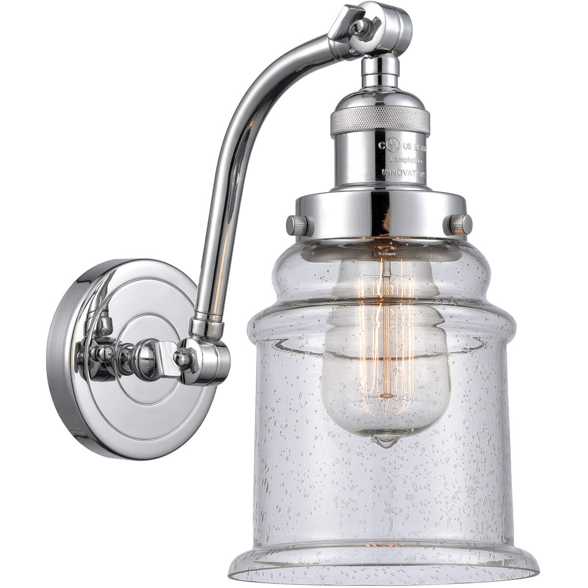 Vintage Dimmable LED Wall Sconce Light Fixture - Polished Chrome Finish, 1-Light Bathroom Vanity Lighting for Bedroom, Hallway & Entryway