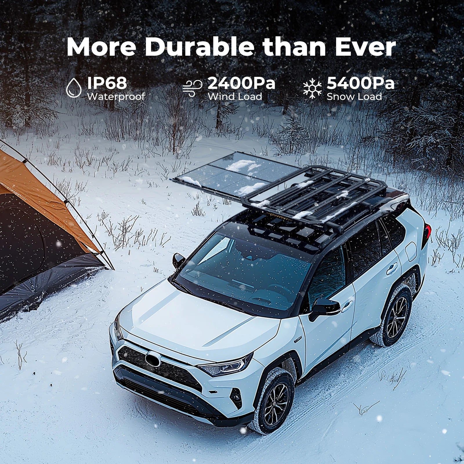 BougeRV Modular Roof Rack Platform with Slidable Solar Panel Bracket - Universal Car Roof Cargo Carrier for Camping, Road Trips & Outdoor Adventures